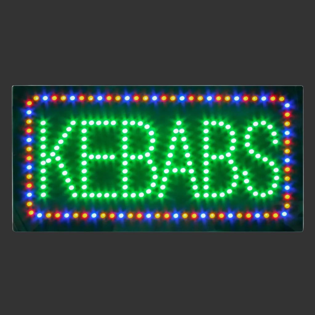 LED sign with 'KEBABS' text on a white background, featuring the brand 'AYD'.