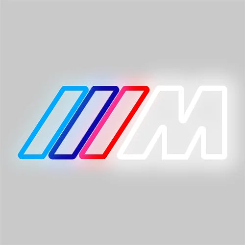 Neon sign with colorful design on a gray background