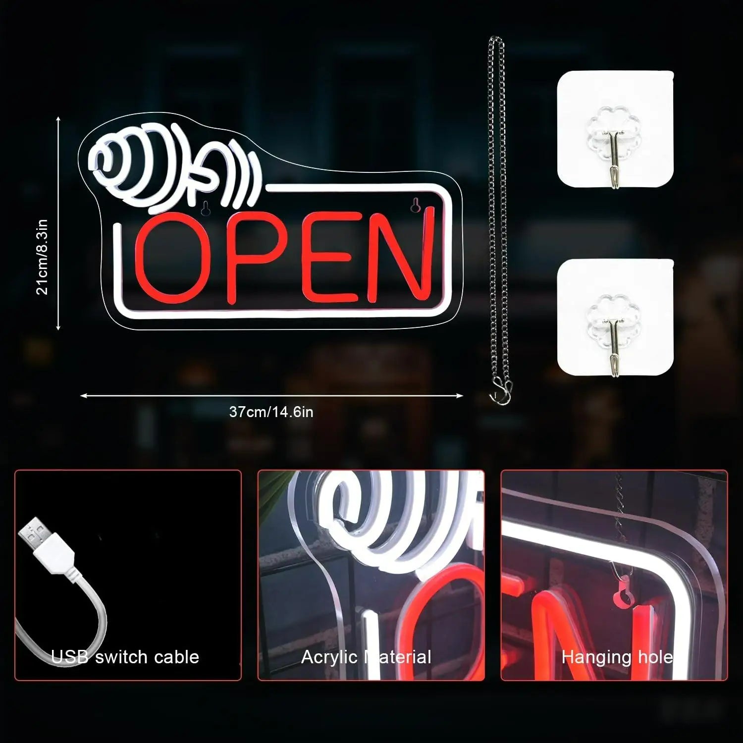 Barbell Open Neon Sign