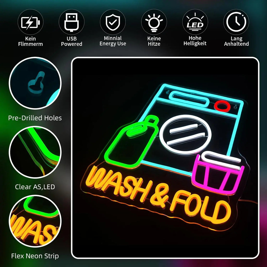 Wash Dry & Fold Neon Sign