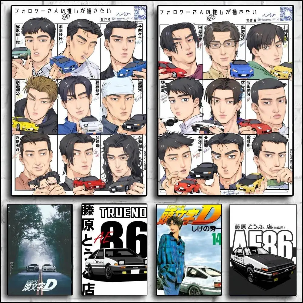 Initial D Anime Characters Wall Posters