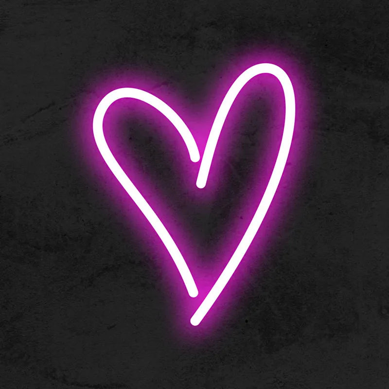 Neon heart shape on a dark background