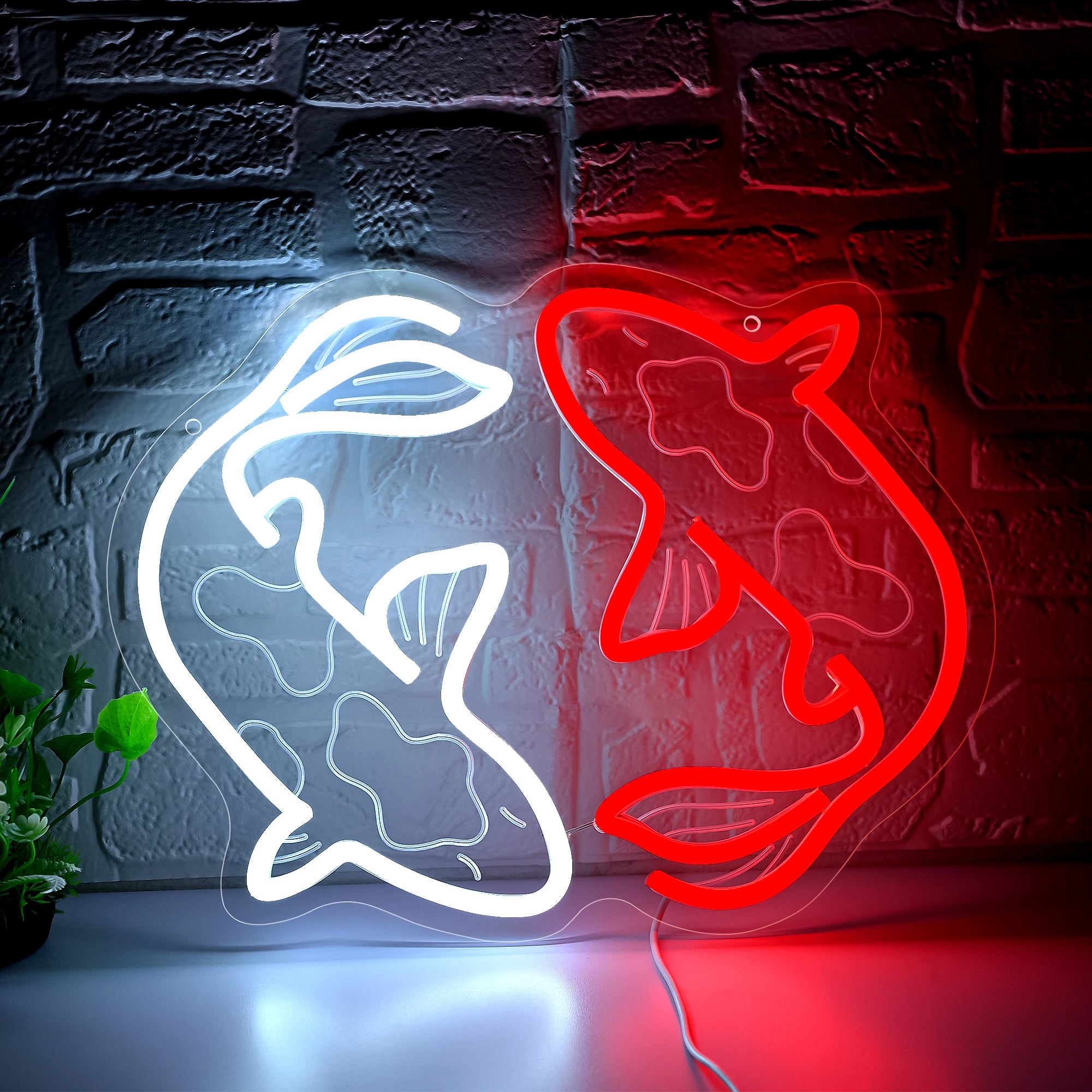 Red & White Koi Fish Neon Sign