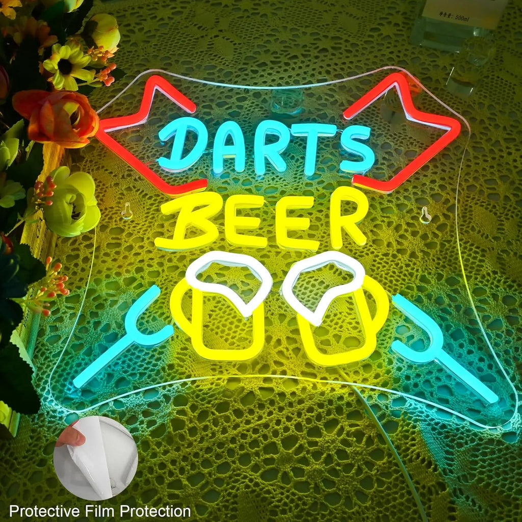 Darts and Beer Neon Sign