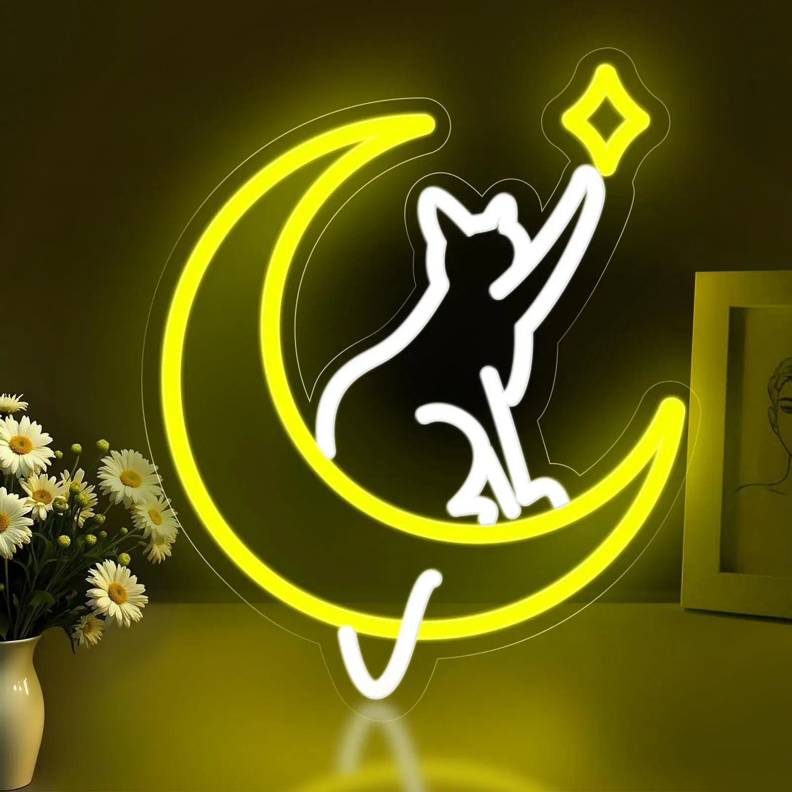 Moon Cat Neon Sign