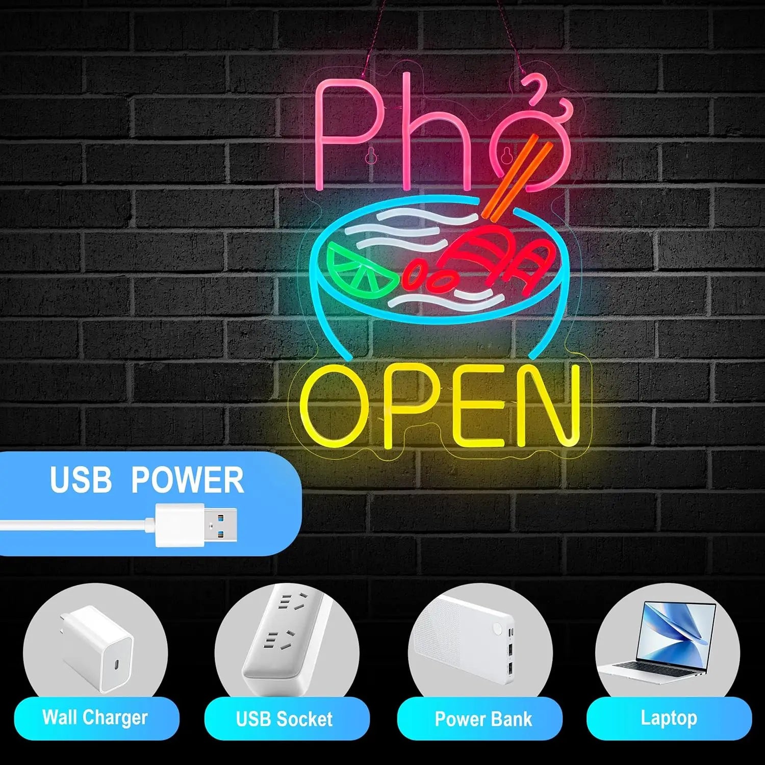 Pho Open Neon Sign