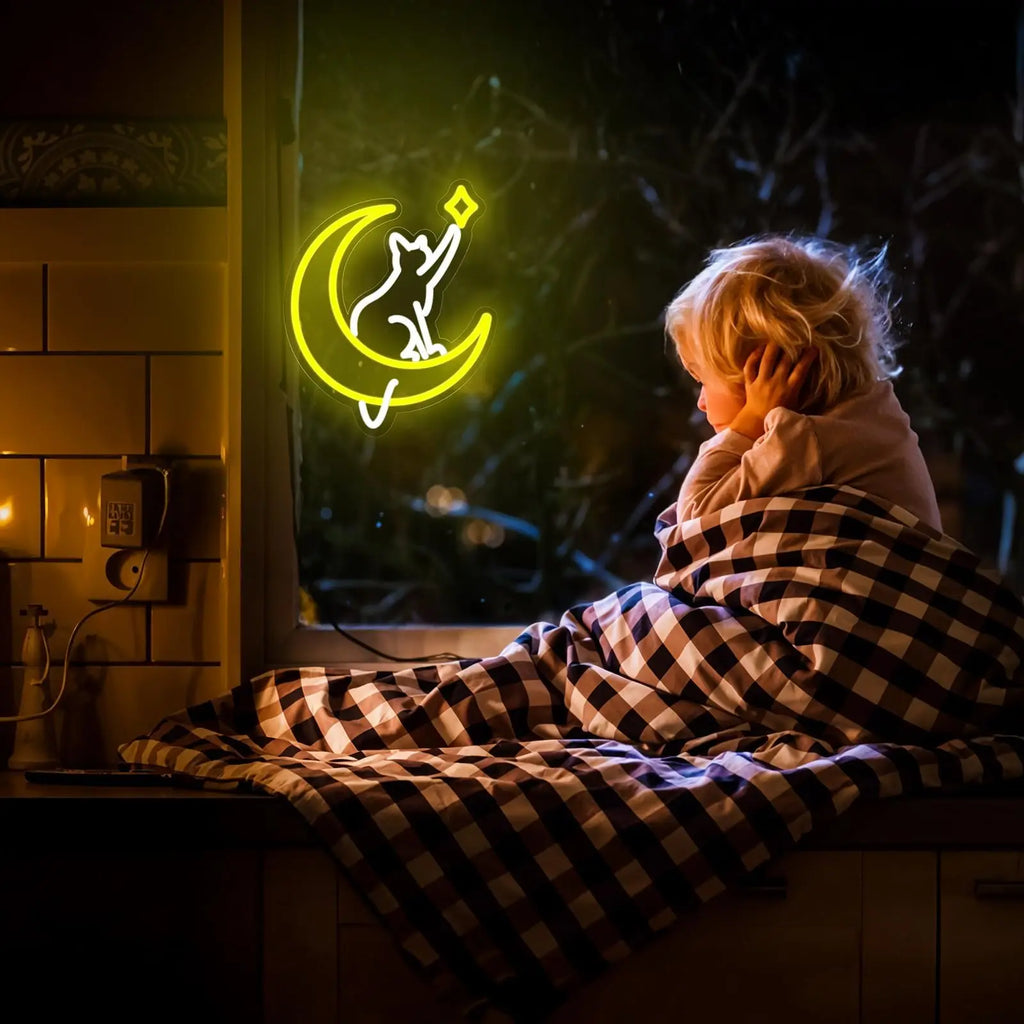Moon Cat Neon Sign