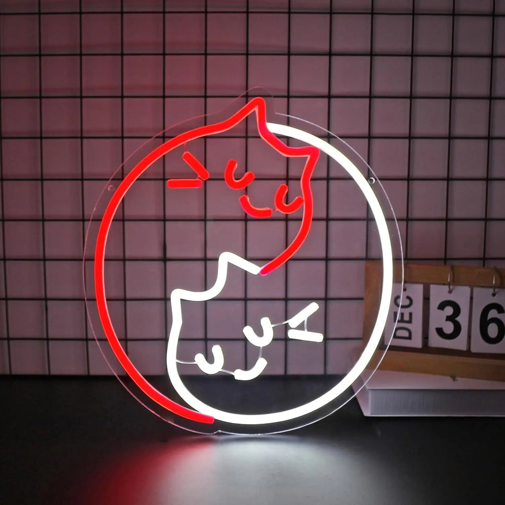 Ying Yang Cat Neon Sign