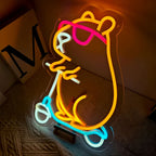Chill Capy Bara Riding Scooter Neon Sign