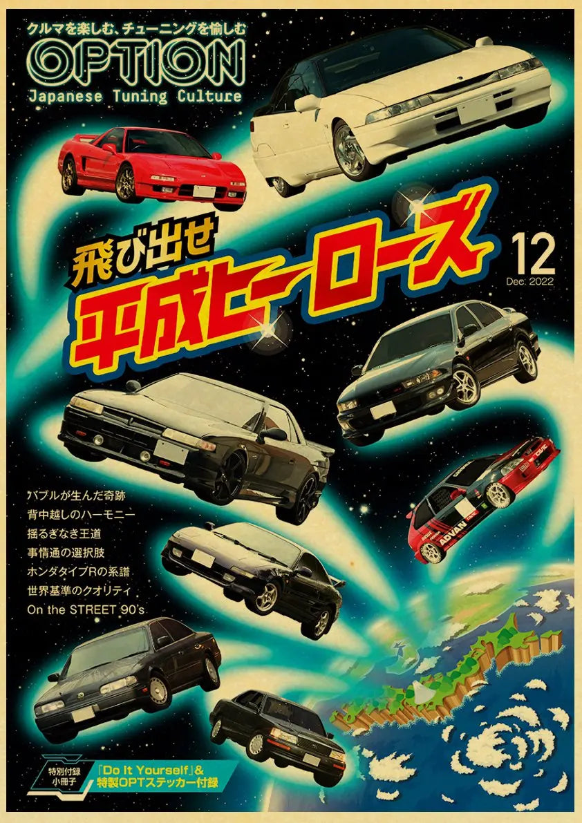 JDM Retrofit Racing Retro 90s Wall Posters