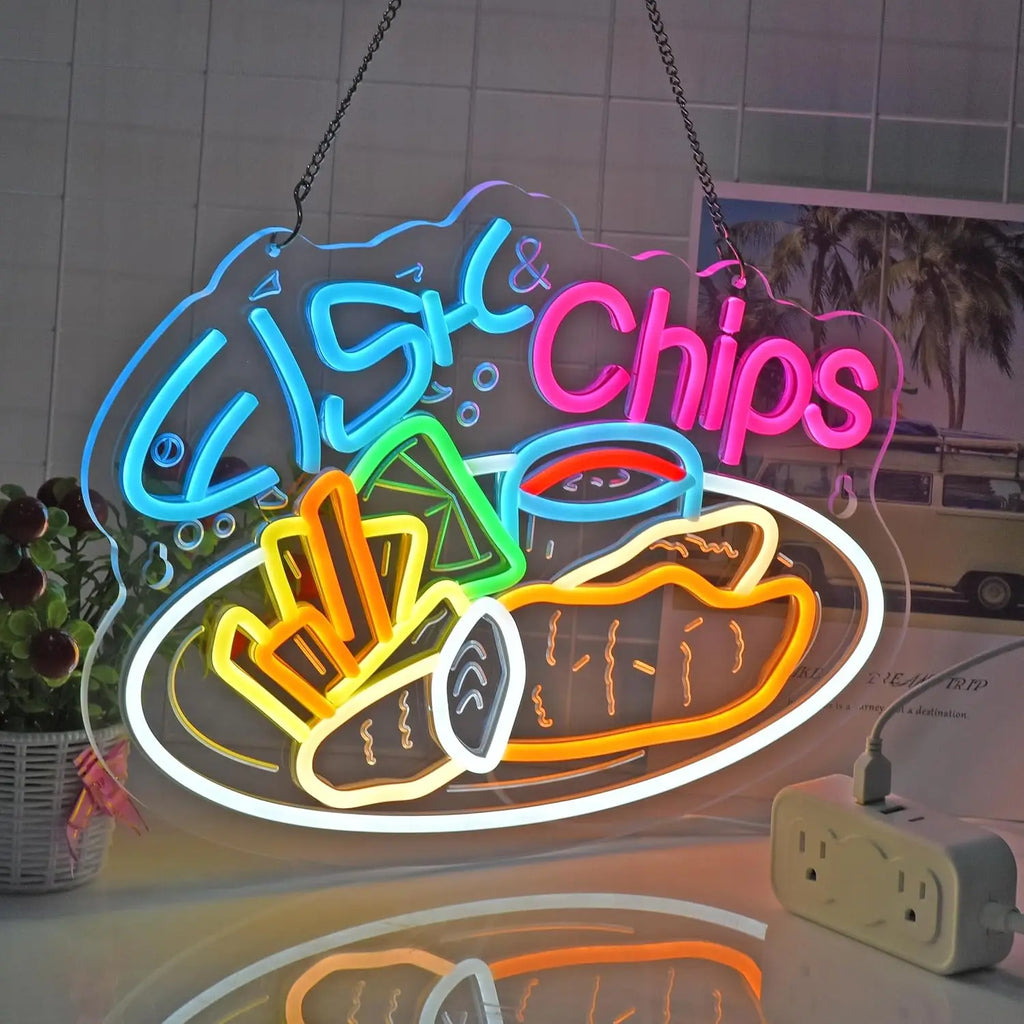 Fish Chips Neon Sign