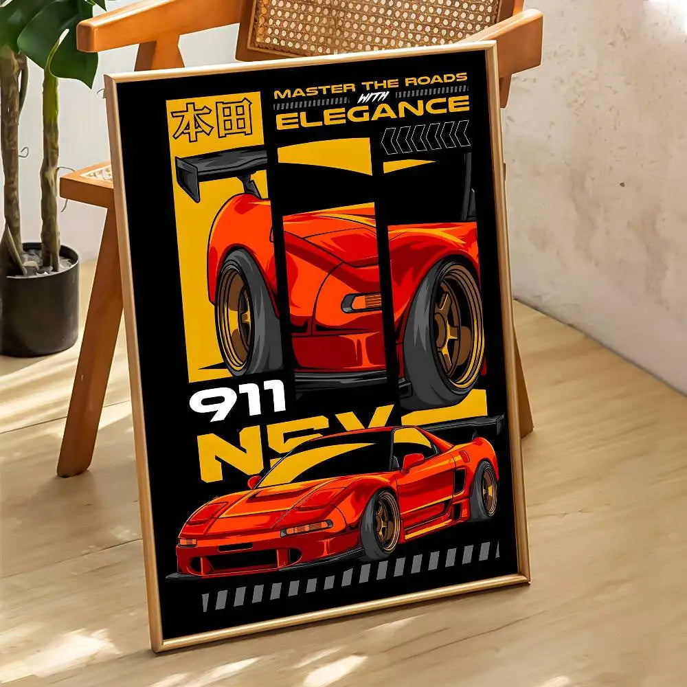 Japanese Y2K Car Wall Poster