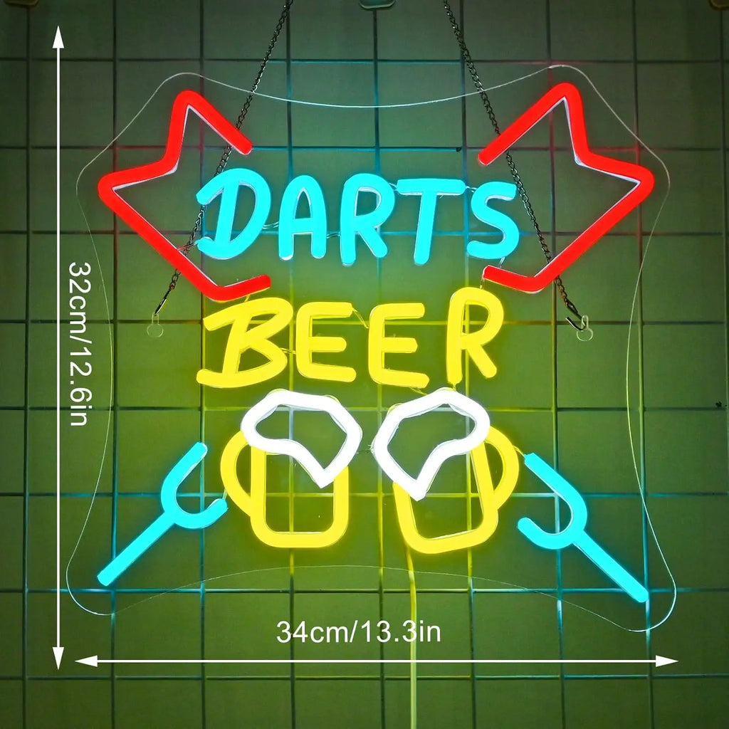 Darts and Beer Neon Sign