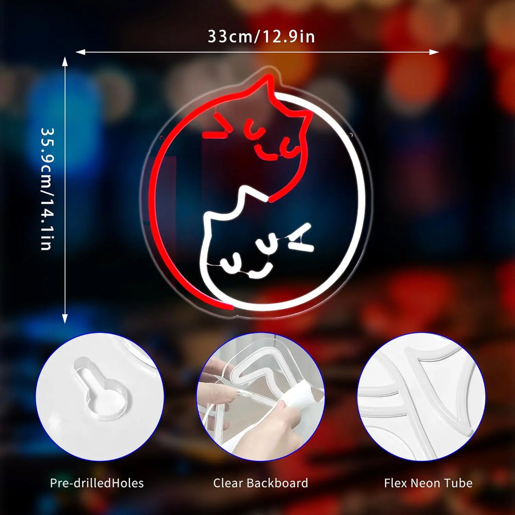 Ying Yang Cat Neon Sign