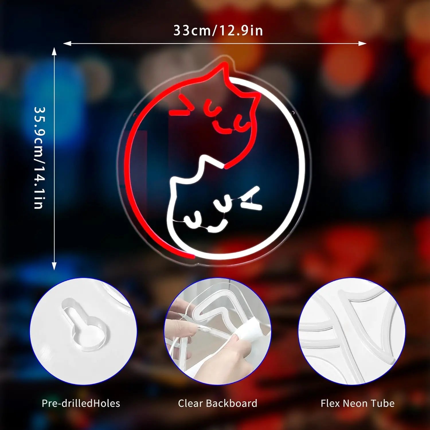 Ying Yang Cat Neon Sign