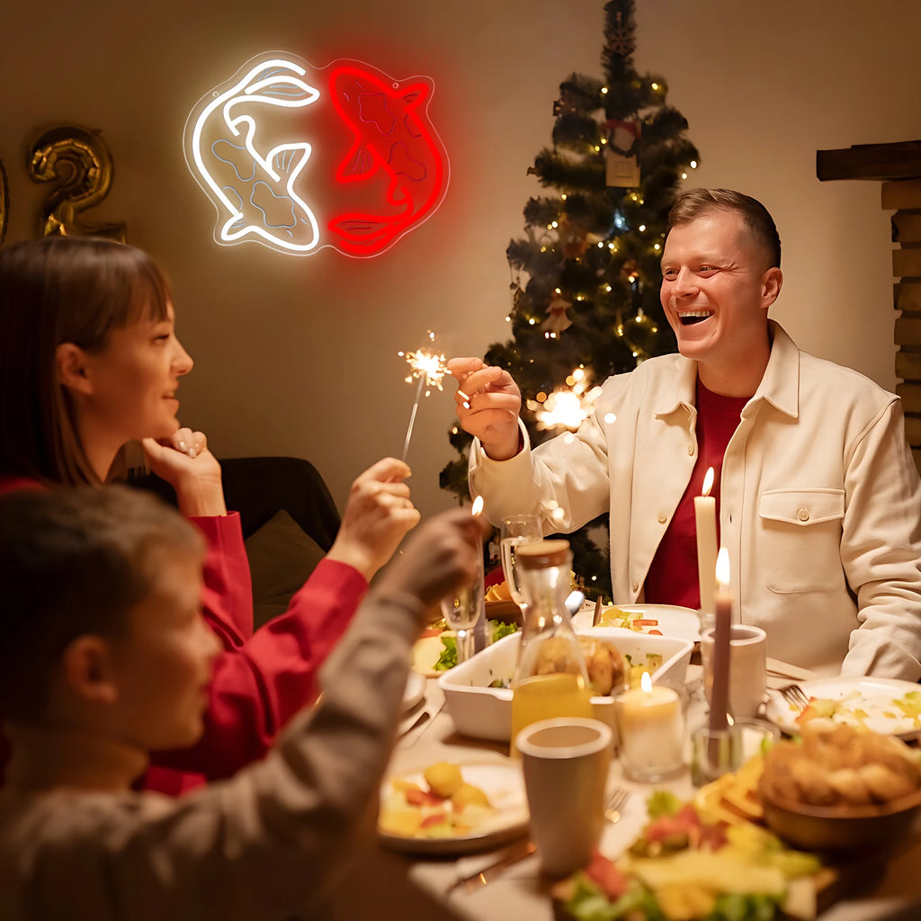 Red & White Koi Fish Neon Sign