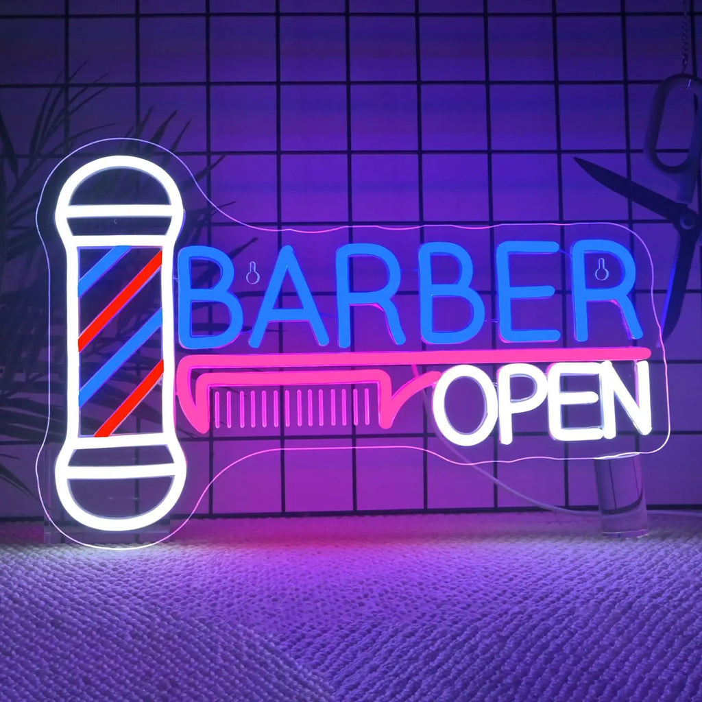 Barber Open Neon Sign