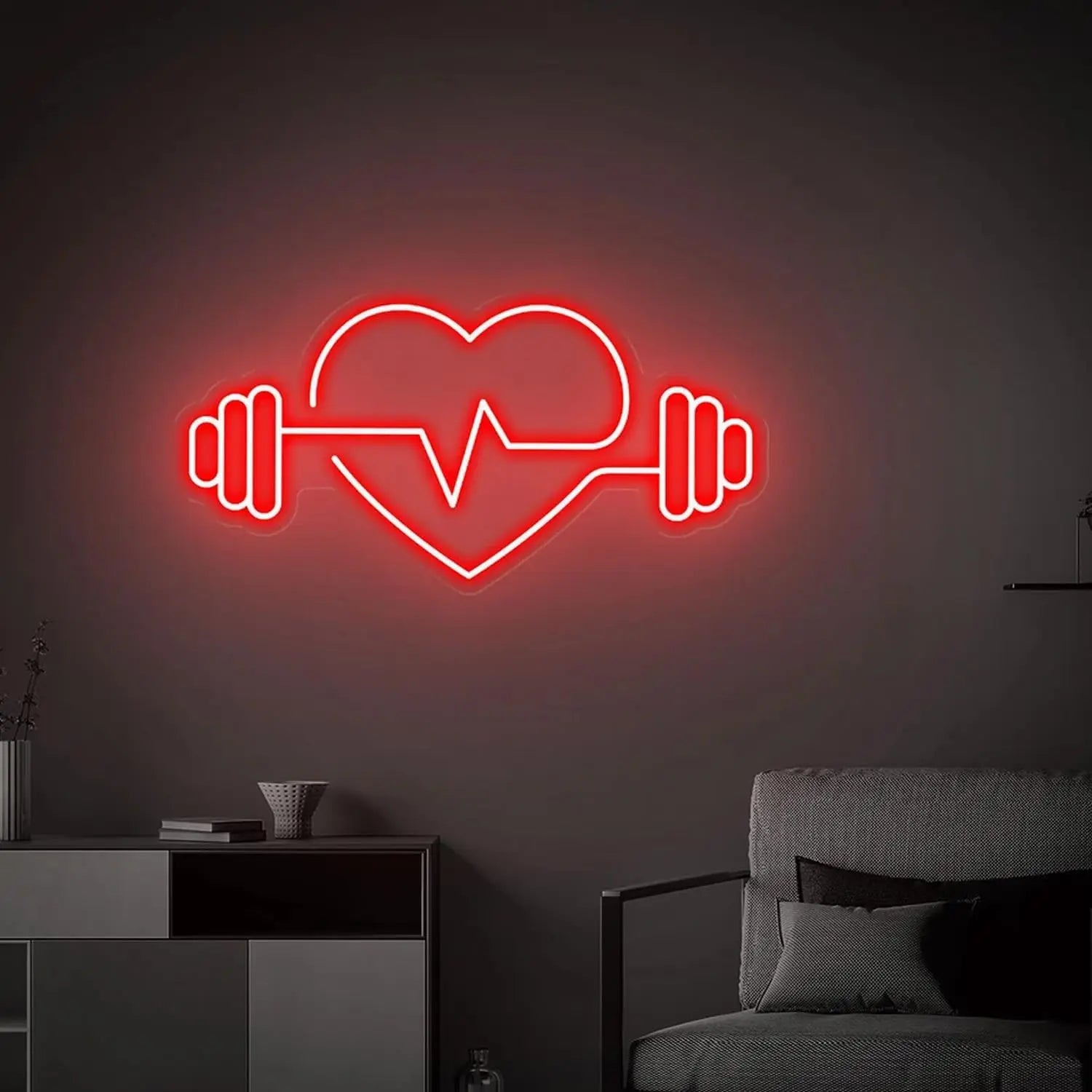 Gym Dumbbell Neon Sign