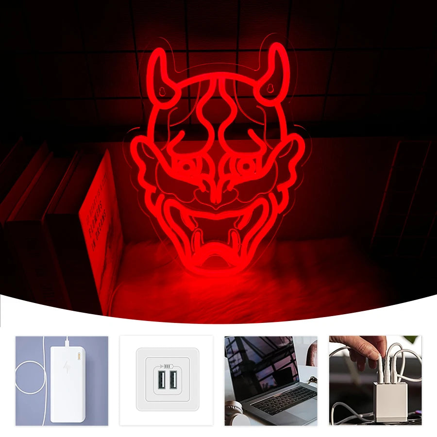 Hannya Mask Neon Sign