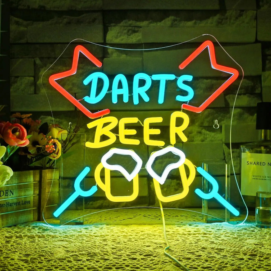 Darts and Beer Neon Sign