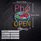 Pho Open Neon Sign