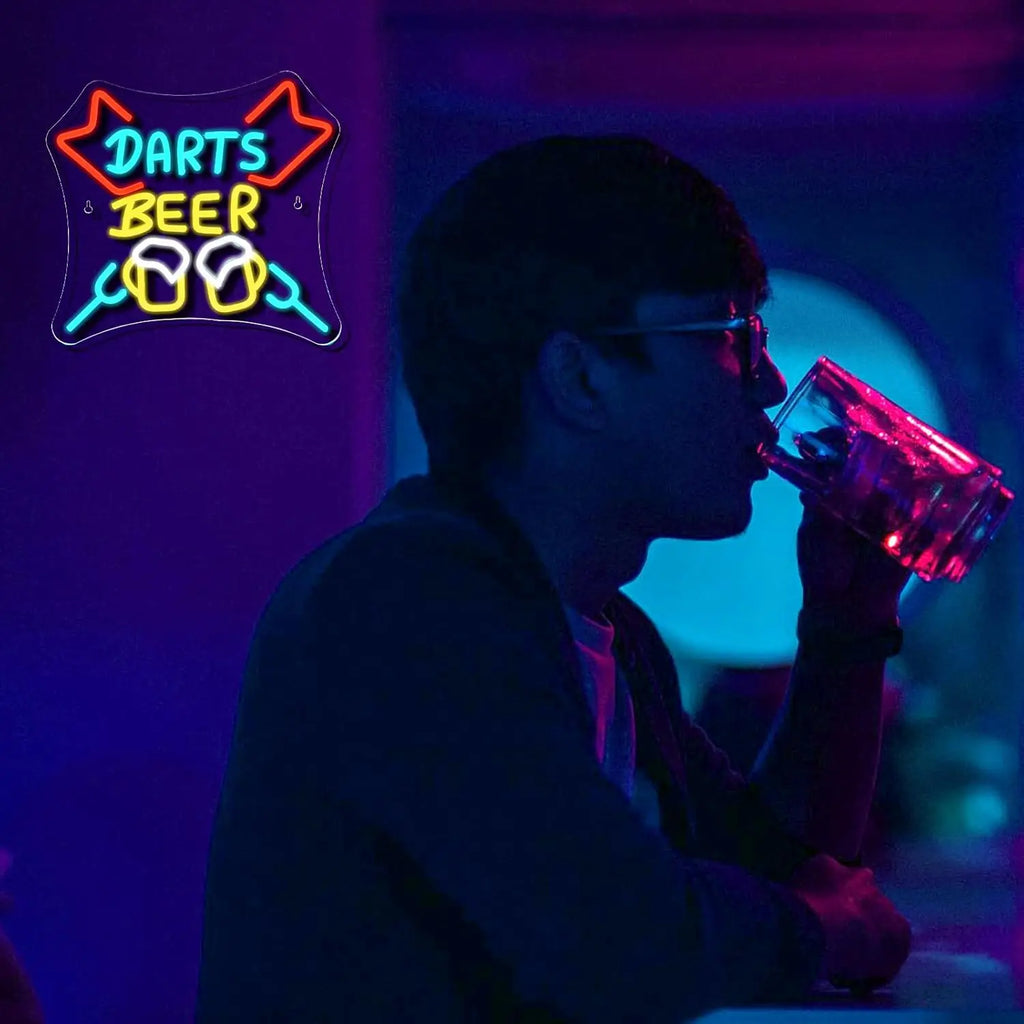 Darts and Beer Neon Sign