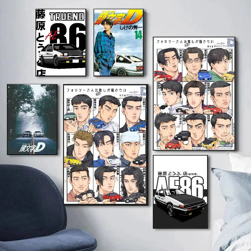 Initial D Anime Characters Wall Posters