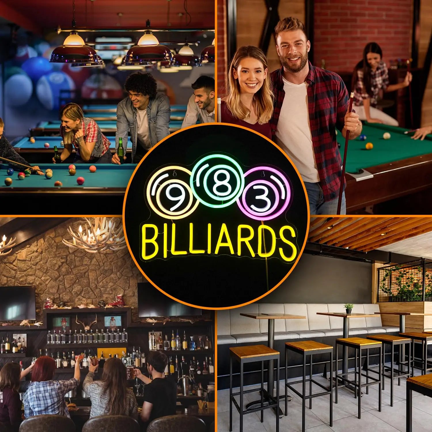 Billiards Neon Sign